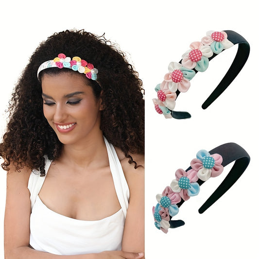 Flower Headband Hair Band Floral Print Head Hoop for Women Girls Party