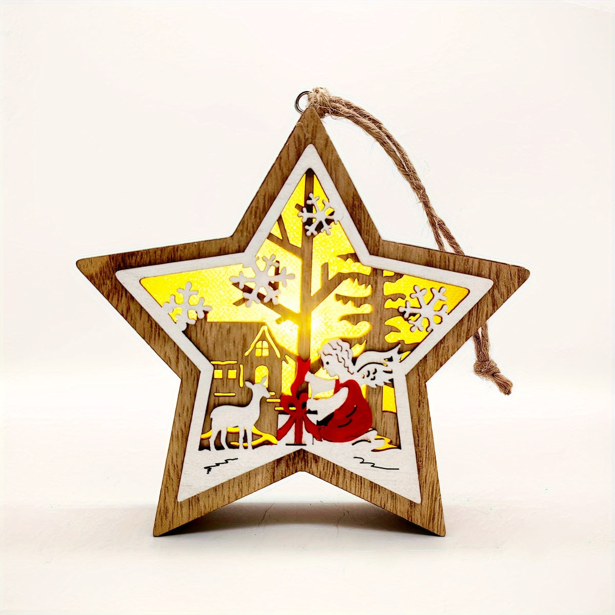 Wooden Christmas Ornaments Angel Snowman Tree Pendant
