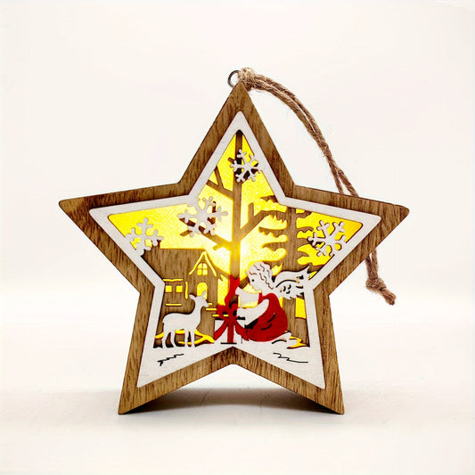 Wooden Christmas Ornaments Angel Snowman Tree Pendant