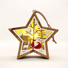 Wooden Christmas Ornaments Angel Snowman Tree Pendant