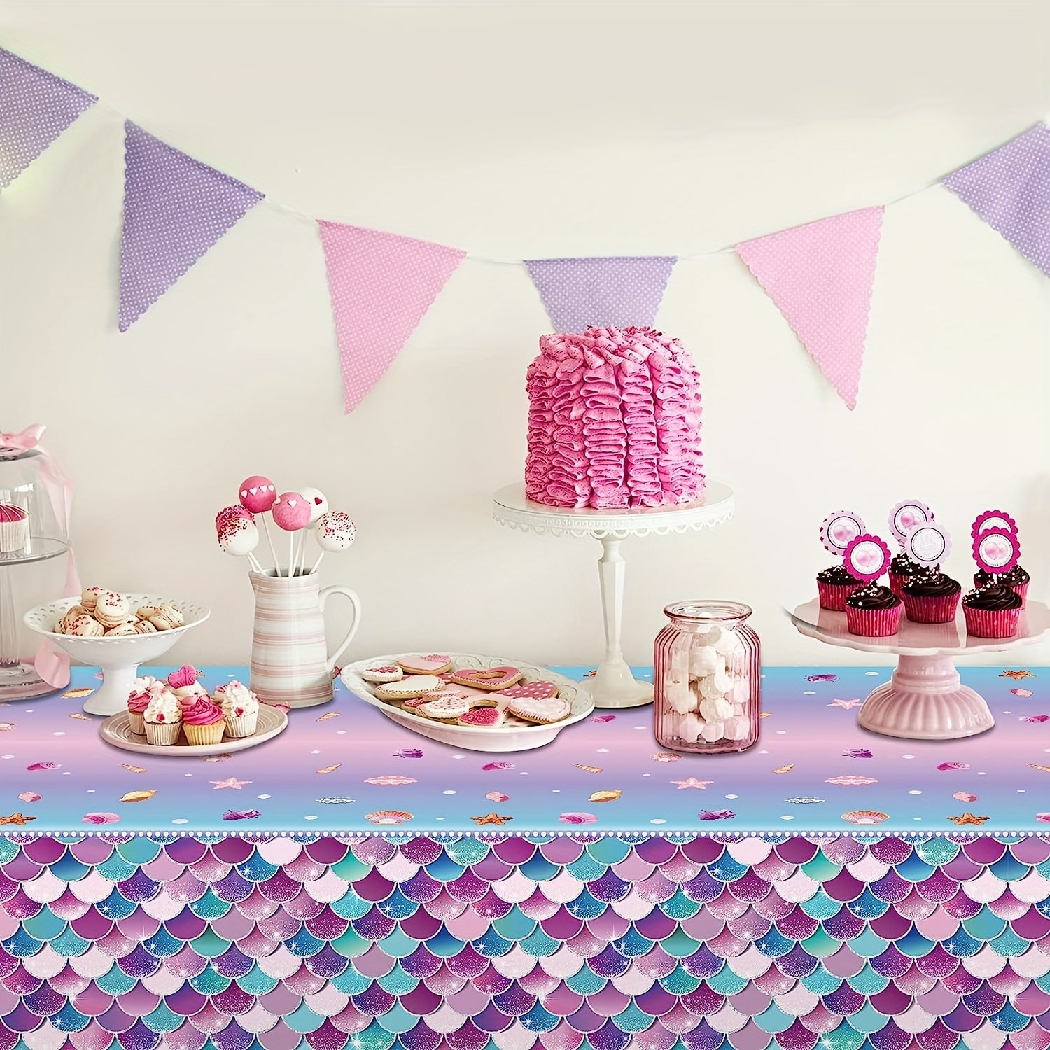 Mermaid Birthday Tablecloth Ocean Under Sea Disposable Plastic Table Cover