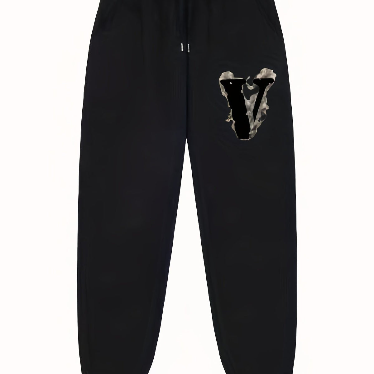 V Pattern Print Men's Pants Drawstring Comfy Active Stretch Trousers
