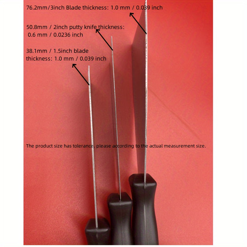 3pc Carbon Steel Putty Set with Shovel Knives & Bubble Shell Packaging