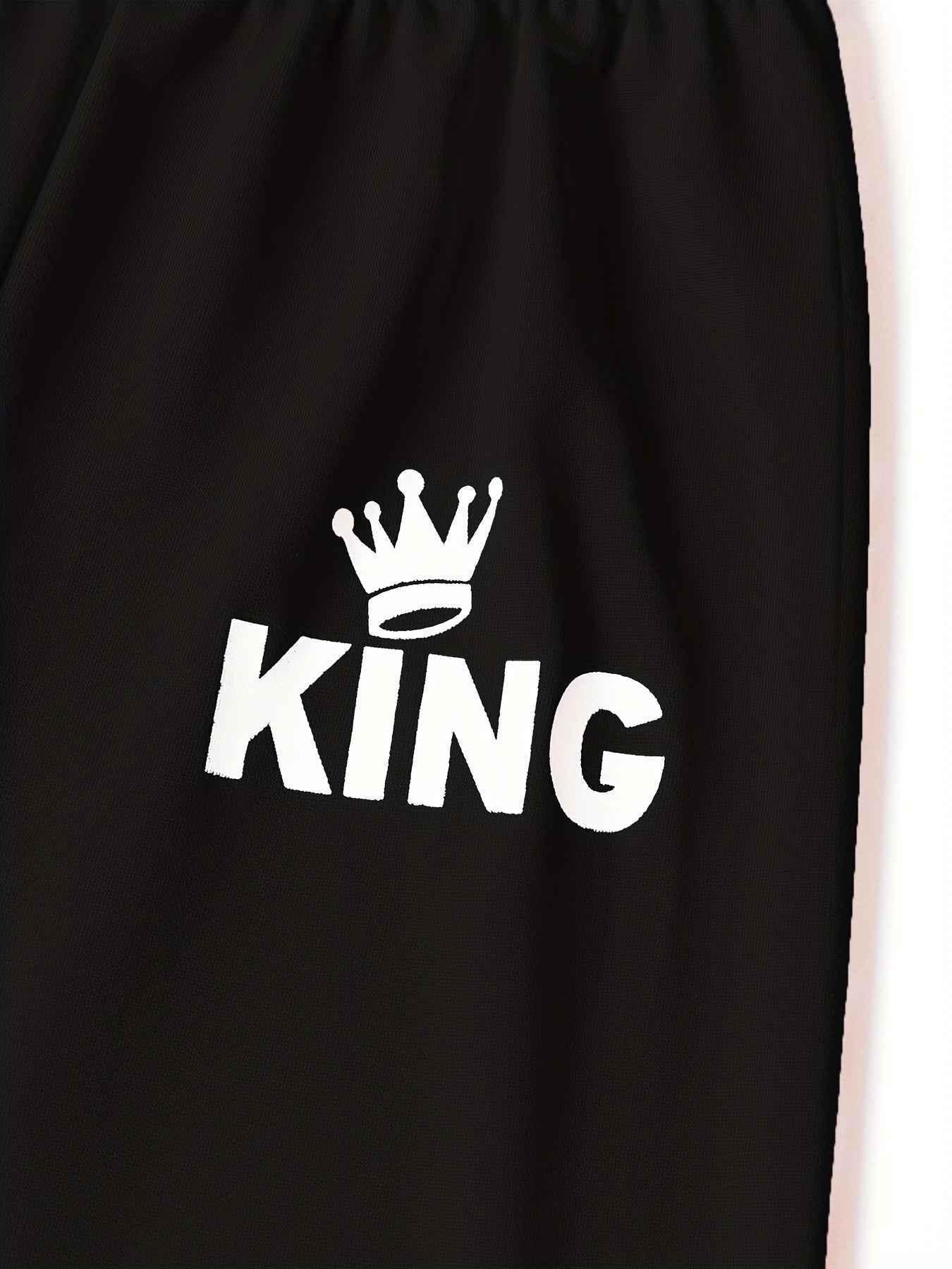 Boy's Crown Pattern 2pcs Sweatshirt & Sweatpants Set KING Print Outfit