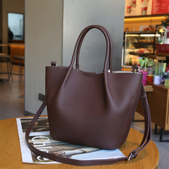 Women's Large Capacity Leather Handbag in Brown