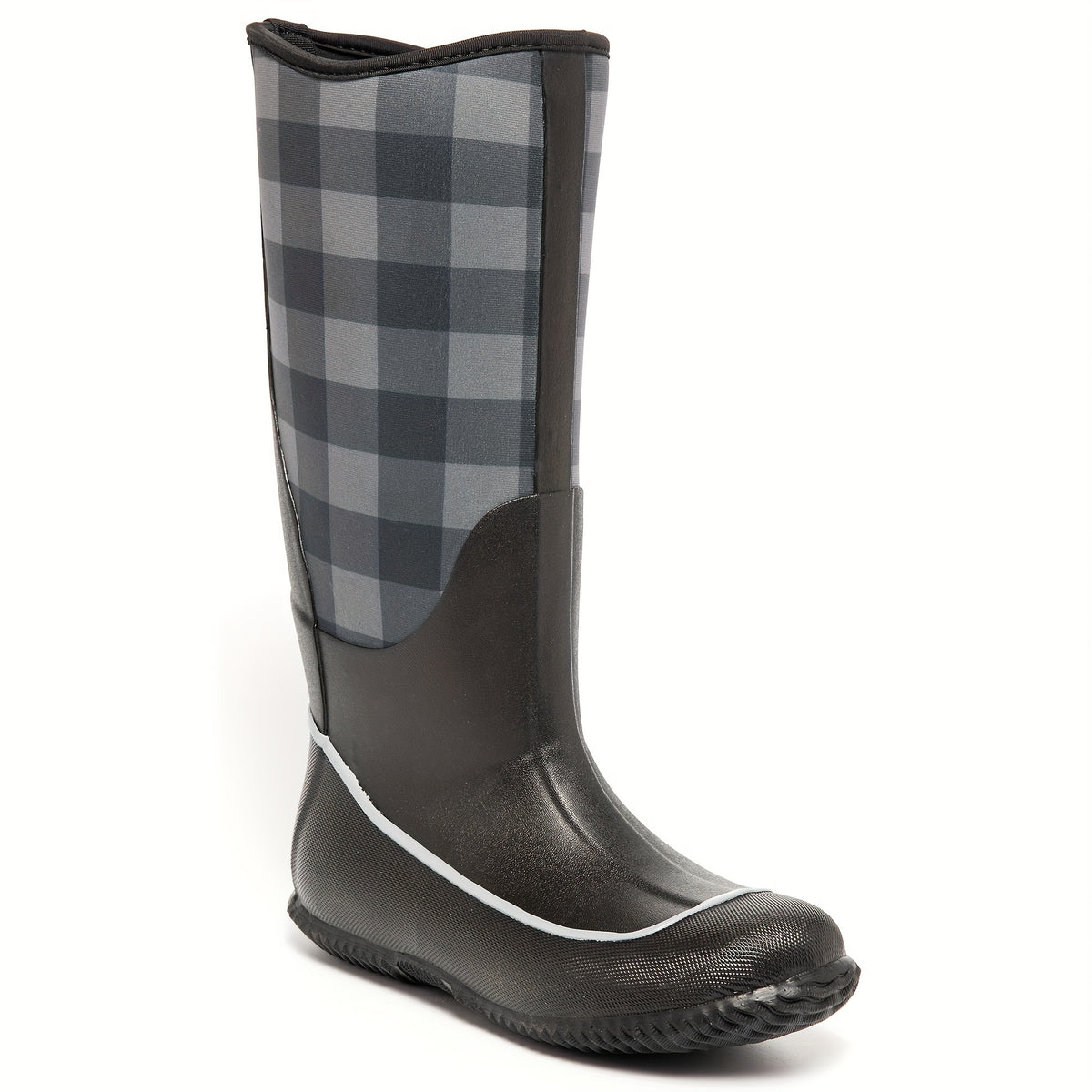 Women's Plaid Print Rain Boots Waterproof Non-slip Outdoor Shoes