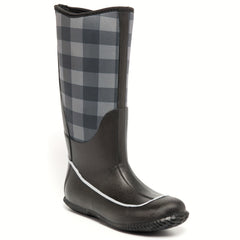Women's Plaid Print Rain Boots Waterproof Non-slip Outdoor Shoes