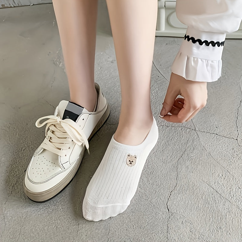 10 Pairs Cartoon Embroidery Low Cut Ankle Socks Women's Stockings