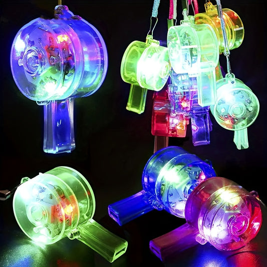 3pcs Light Up Flashing Whistles With Lanyards - Glow In The Dark Party Favors