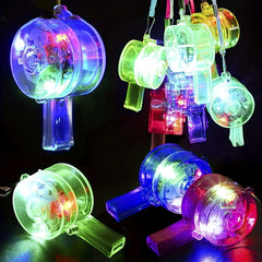3pcs Light Up Flashing Whistles With Lanyards - Glow In The Dark Party Favors