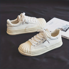 Women's Platform Canvas Sneakers Lace Up Board Shoes