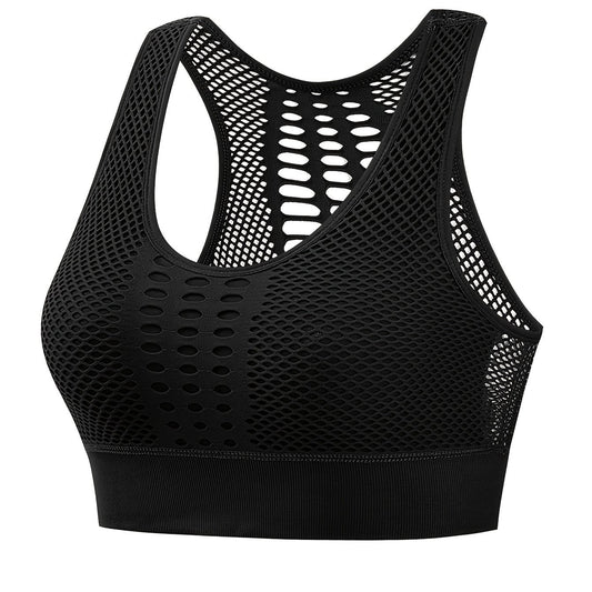 Fishnet Sports Bra Hollow Out Breathable Workout Bra Women's Lingerie