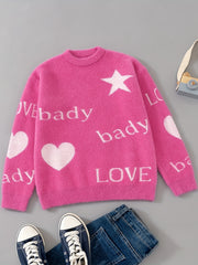 Girls' Knitted Pullover Soft Fleece Warm Sweater