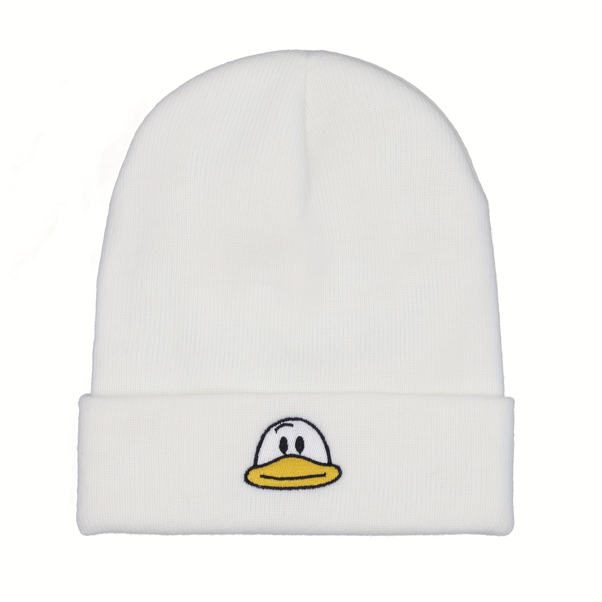 Duck Embroidery Beanie Warm Skull Cap Elastic Knit Hats for Women & Men