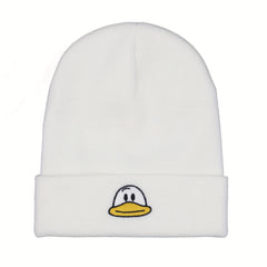 Duck Embroidery Beanie Warm Skull Cap Elastic Knit Hats for Women & Men