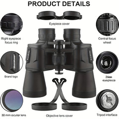 Professional 20x50 Binoculars for Outdoor Soccer Concerts and Bird Watching