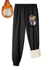 Women's Bear & Letter Print Fleece Joggers