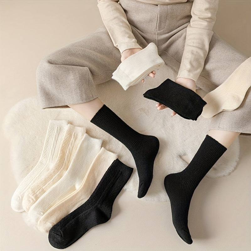 3 Pairs Comfy & Warm Mid Tube Socks Women's Stockings & Hosiery