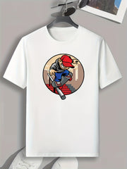 Skateboarding Pattern Print Men's Sports T-shirt