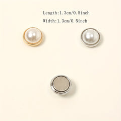 6pcs Faux Pearl Magnet Buckle Scarf Clips Casual Shawl Clips Hijab Pin