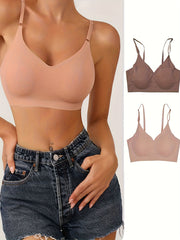 2pcs Seamless Wireless Push Up Bras Breathable Lingerie