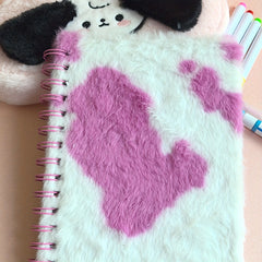 Cow Print Plush Journal Pink Girly Heart High Value Notebook Student Diary