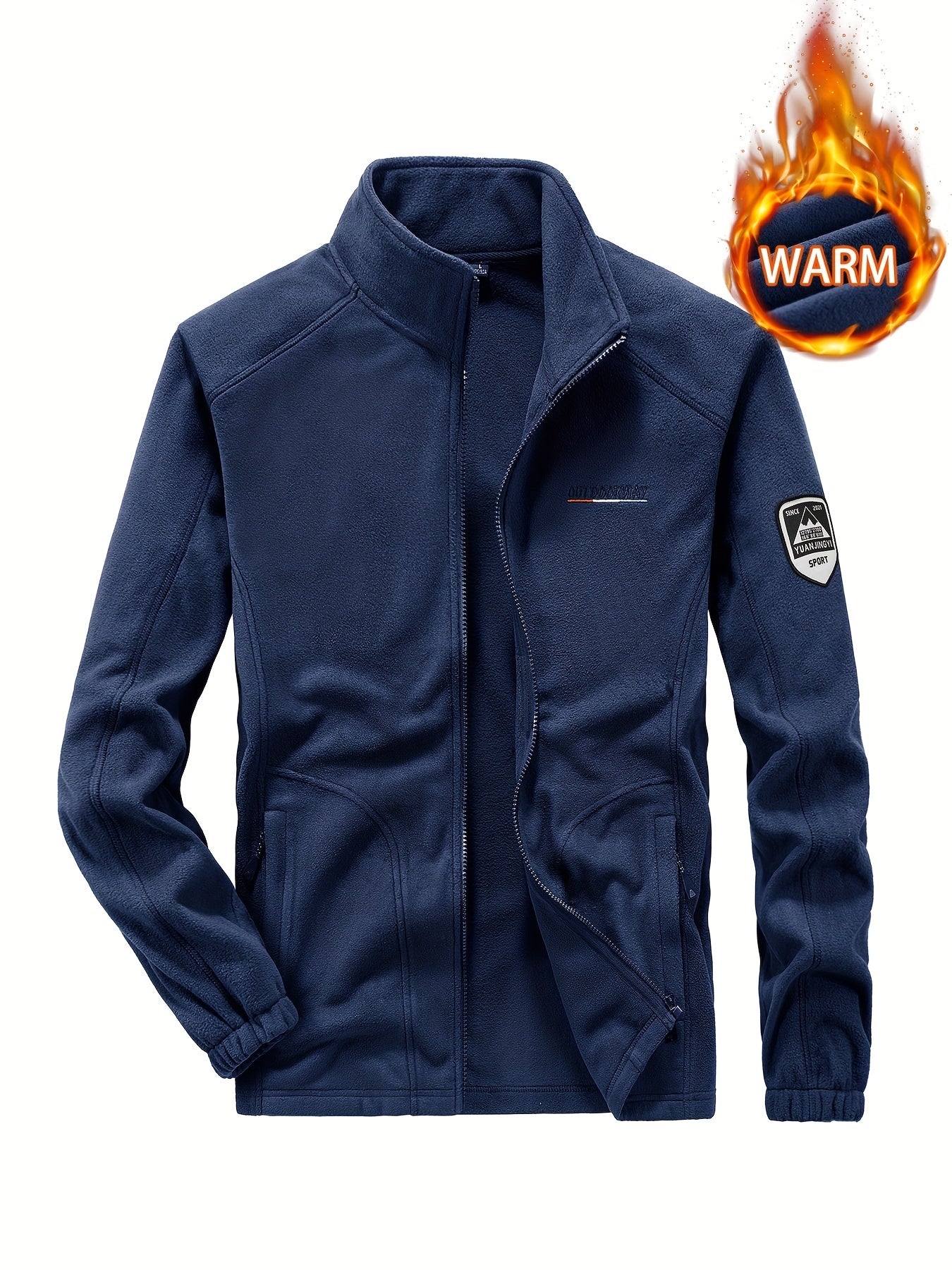 Men's Warm Fleece Solid Jacket for Autumn and Winter