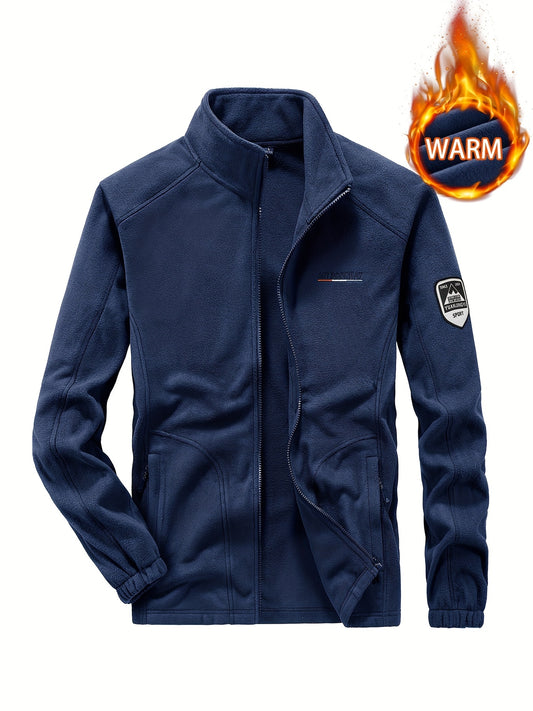 Men's Warm Fleece Solid Jacket for Autumn and Winter