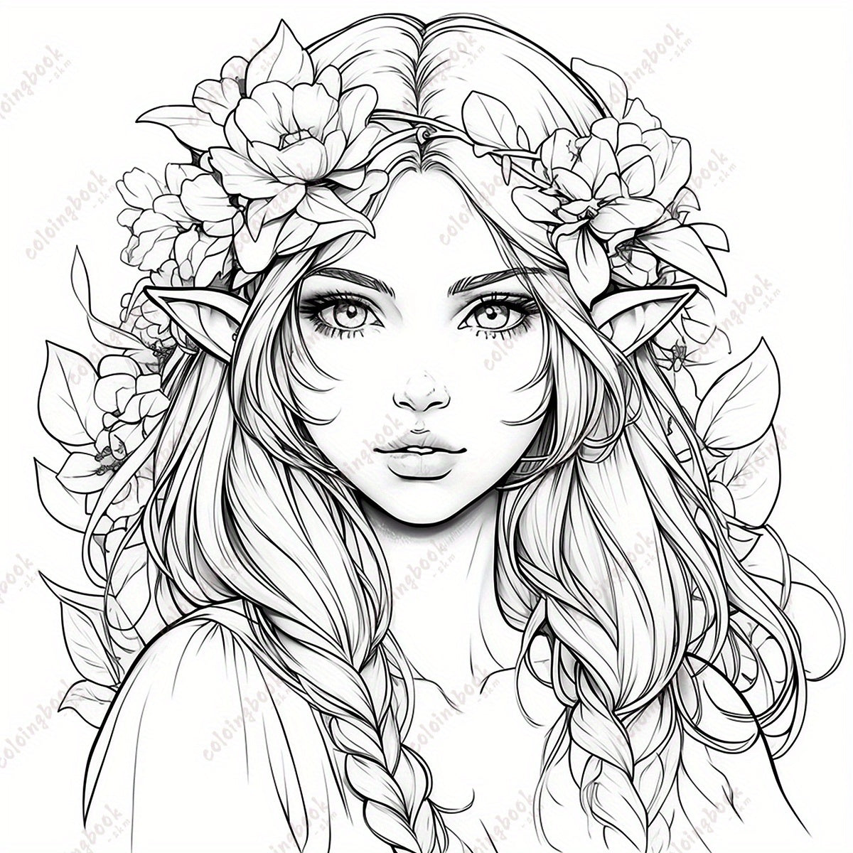 Rose Fairy Coloring Book for Adults