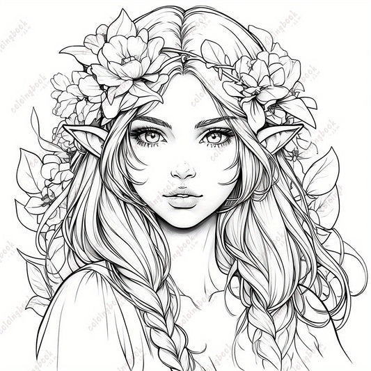 Rose Fairy Coloring Book for Adults