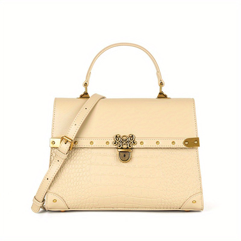 Crocodile Pattern Crossbody Bag Top Handle Satchel Handbag