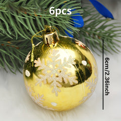 6pcs Golden Christmas Tree Snowflake Pendant Ball Decoration Supplies