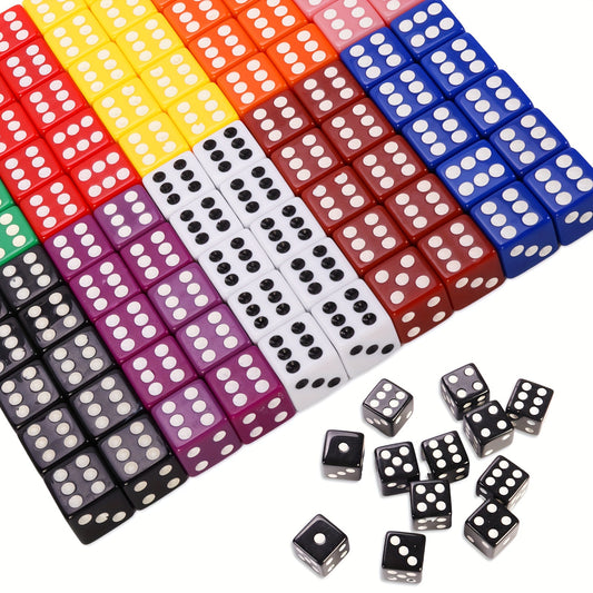 100pcs 16MM Game Dice Set 10 Colors Square Corner Dice With Velvet Storage Bag