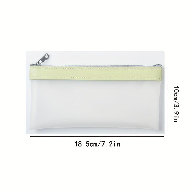 Transparent Frosted Pencil Case Zipper Cosmetic Storage Bag