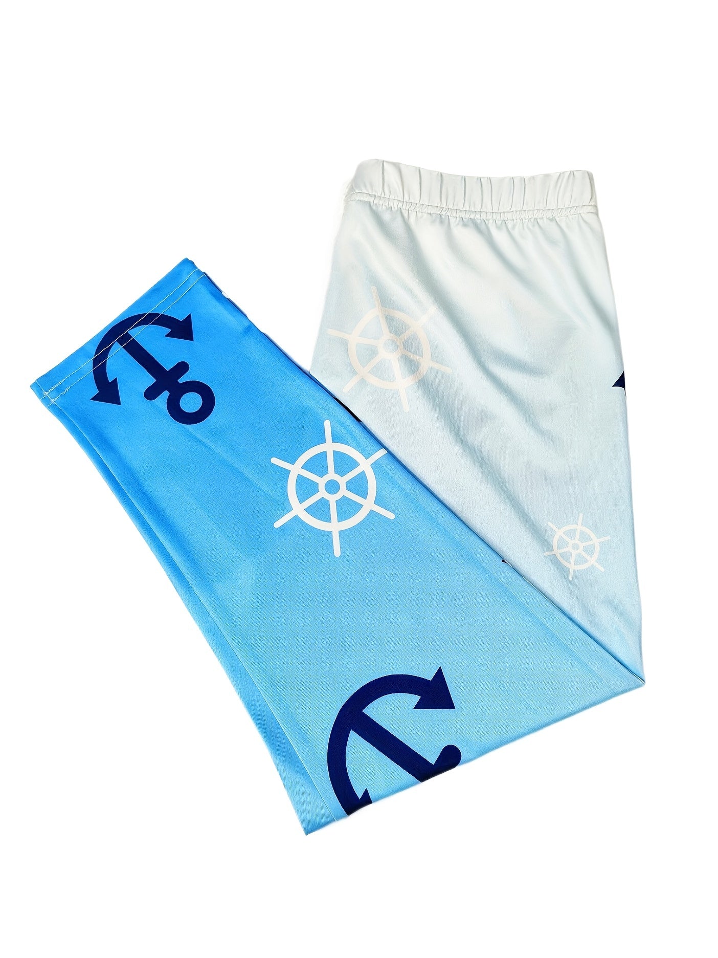 Anchor Print Skinny Capris Leggings Elastic Waist Cropped Leggings