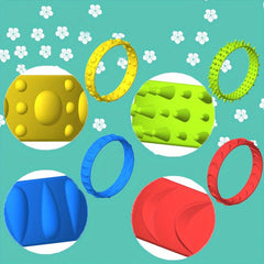 4pcs Silicone Decompression Toy Bracelets in Yellow, Green, Red