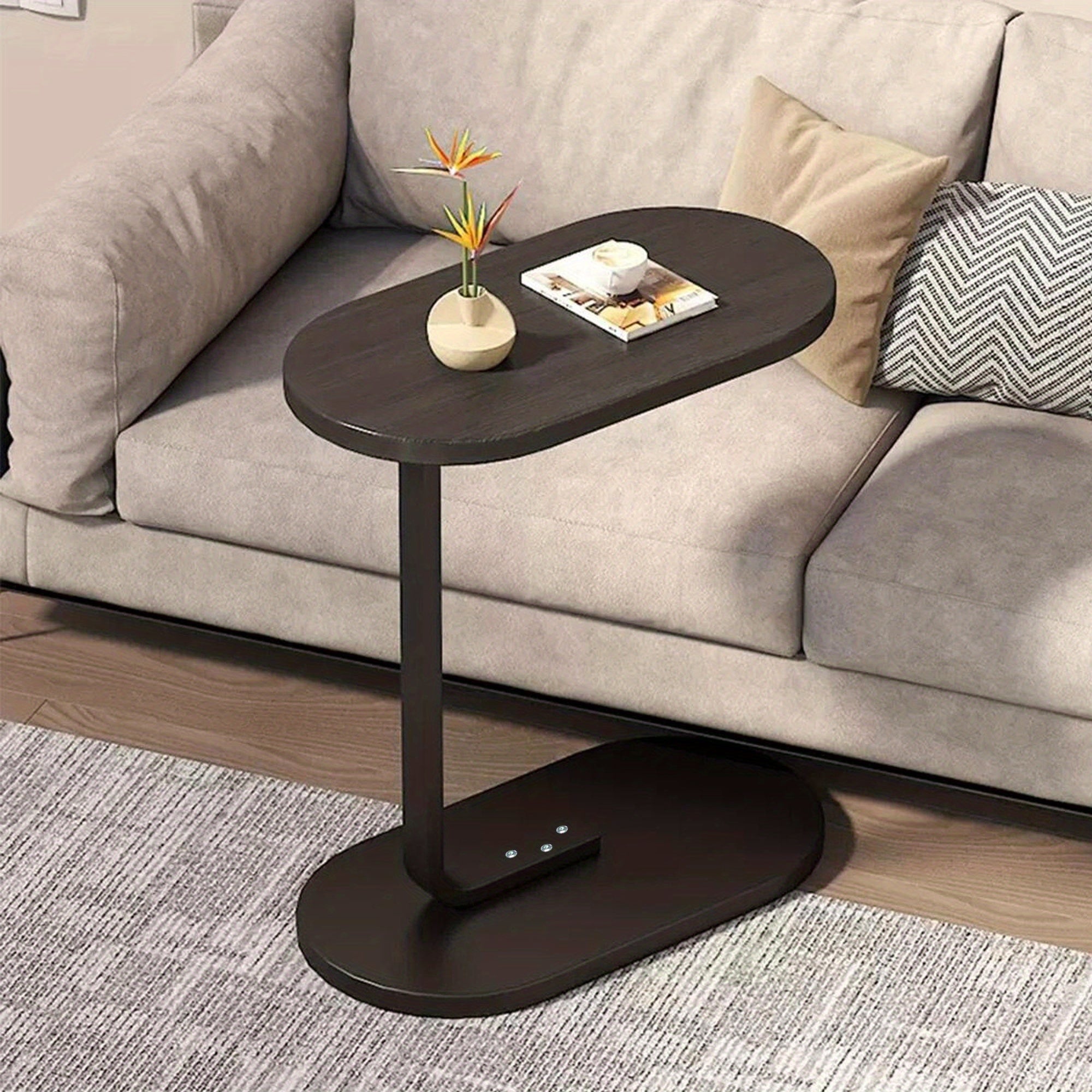 Modern Inlaid Coffee Table with Open Shelves, Metal Legs