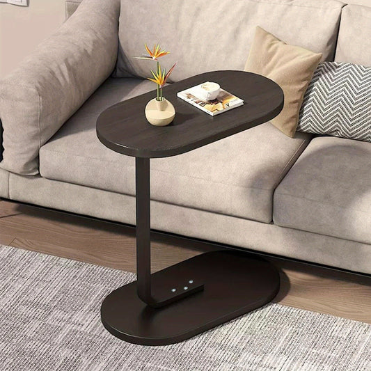 Modern Inlaid Coffee Table with Open Shelves, Metal Legs