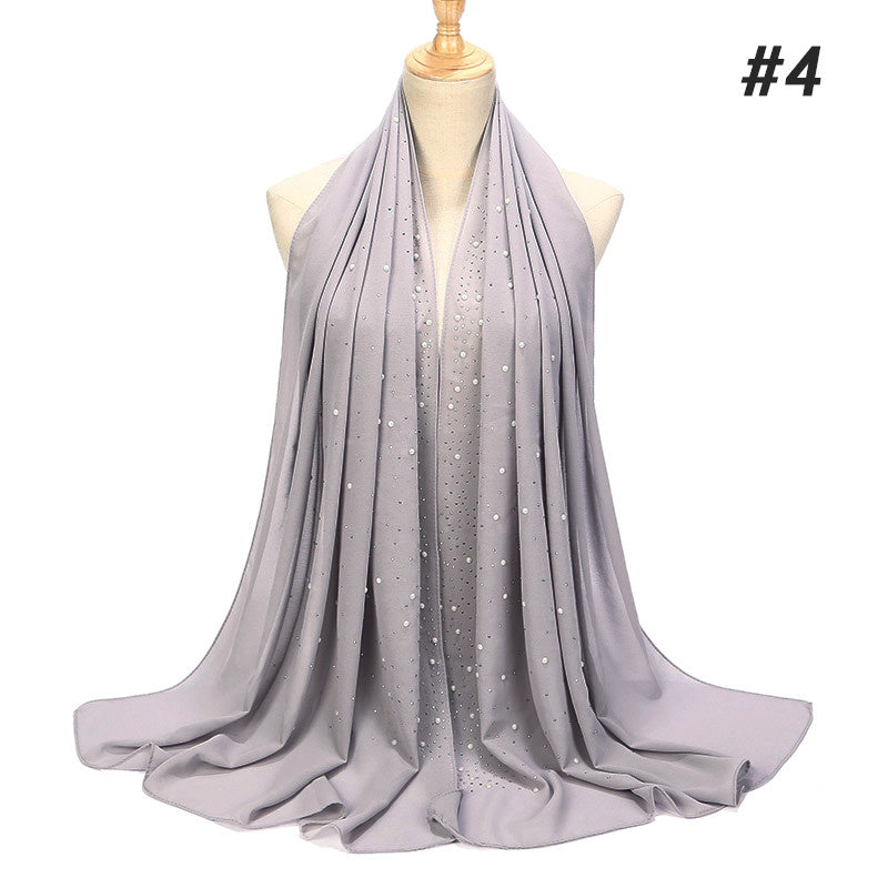 Wrinkles Chiffon Head Scarf Solid Bubble Wrap Shawl