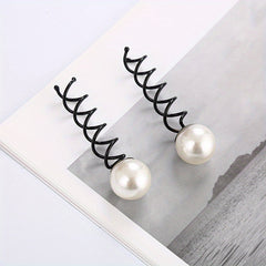 2pcs Spiral Hair Bun Maker Faux Pearl Hair Pin for Women Girls W