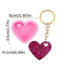 Heart Shaped Silicone Key Ring Mold with 10 Key Rings