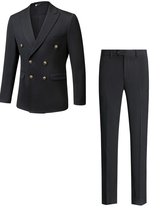 Men s Double Breasted Business Blazer Suit with Pants
