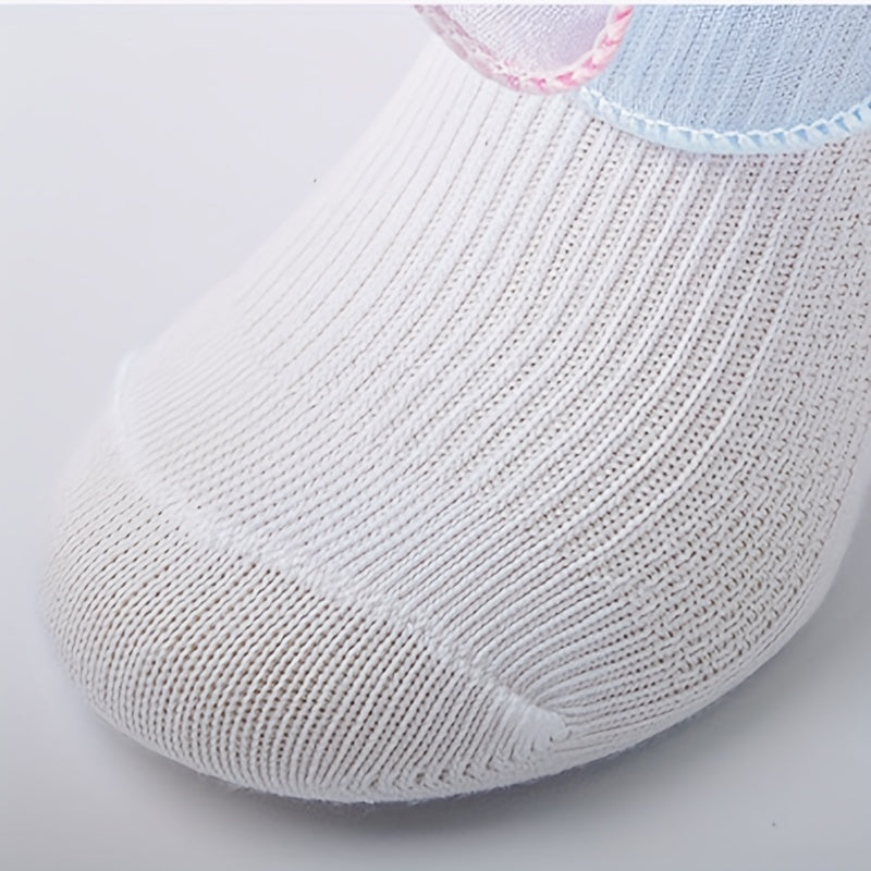 3 Pairs Baby Girls Rainbow Lace Ruffled Socks Breathable Comfy Socks