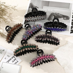 Crystal Leaf Hair Clips Vintage Rhinestone Barrette Jaw Clamp Hair Claws