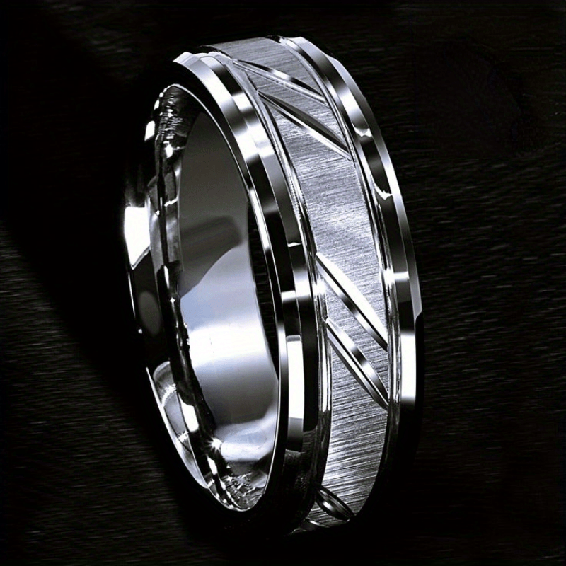 6 8MM Stainless Steel Couple Ring for Proposal Engagement Wedding Band