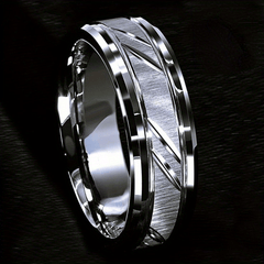 6 8MM Stainless Steel Couple Ring for Proposal Engagement Wedding Band