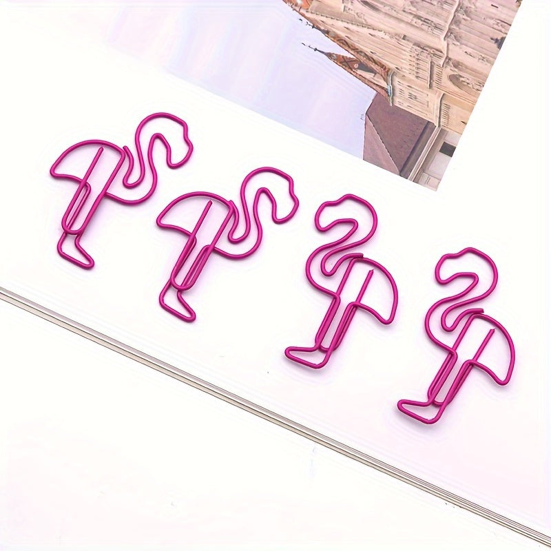 100pcs Flamingo Paper Clips Animal Clips Office Data Storage Bookmarks