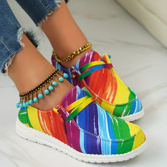 Women's Multicolor Canvas Shoes Casual Lace Up Low Top Lightweight Outdoor Shoes