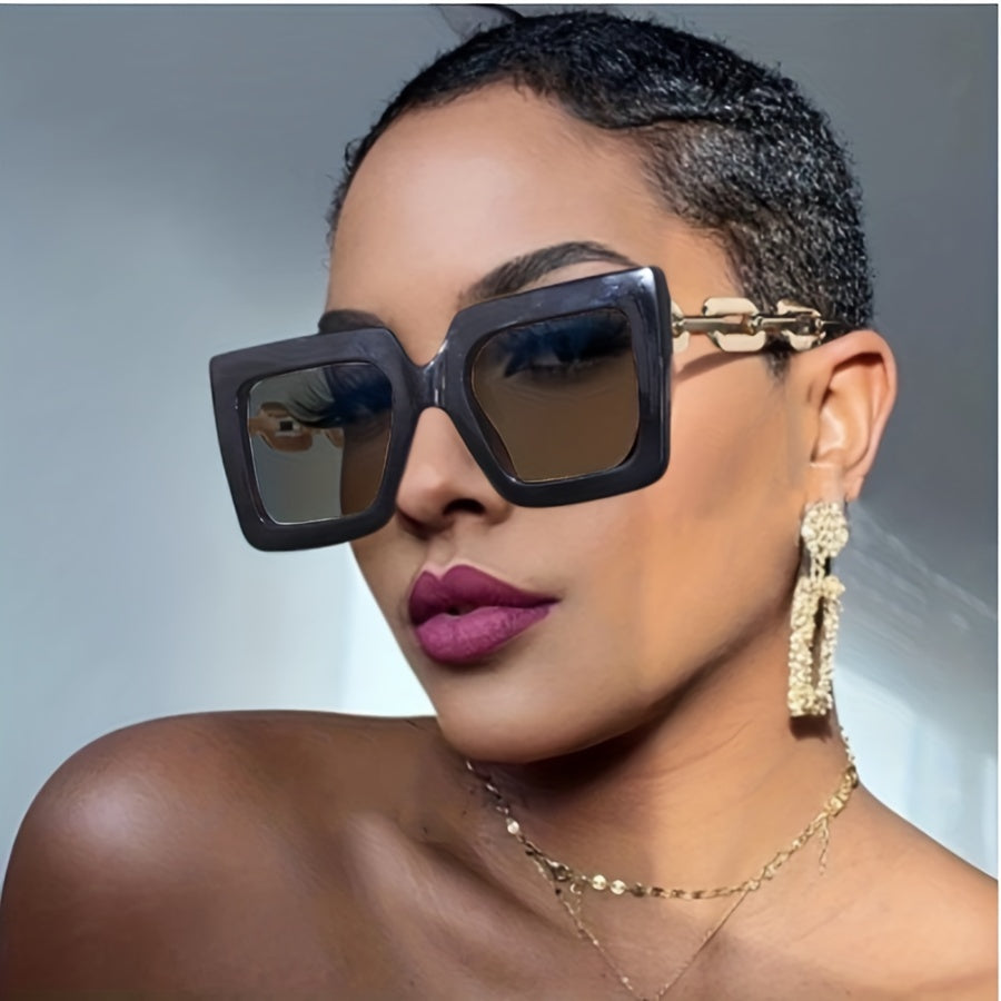 Oversized Square Sunglasses Y2K Block Chain Glasses UV400