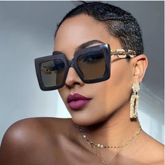 Oversized Square Sunglasses Y2K Block Chain Glasses UV400